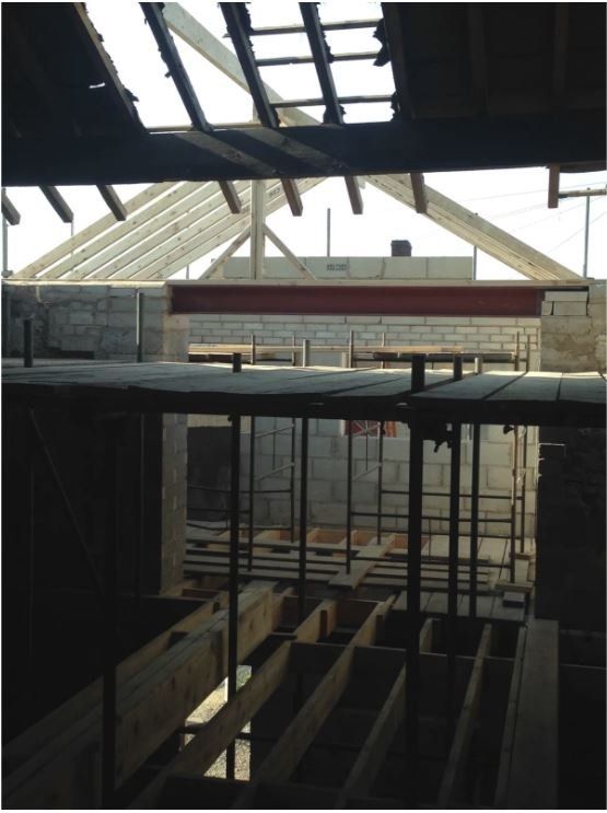 roofing construction inside house