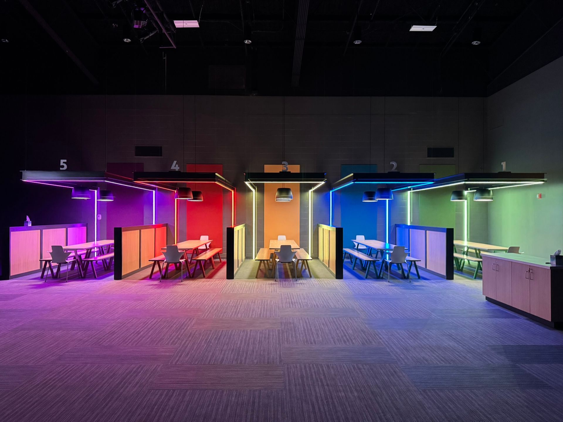 Beautiful LED lighting for nooks in this youth gathering space