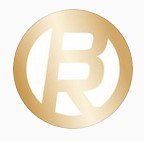 The letter b is cut out of a gold circle on a white background.