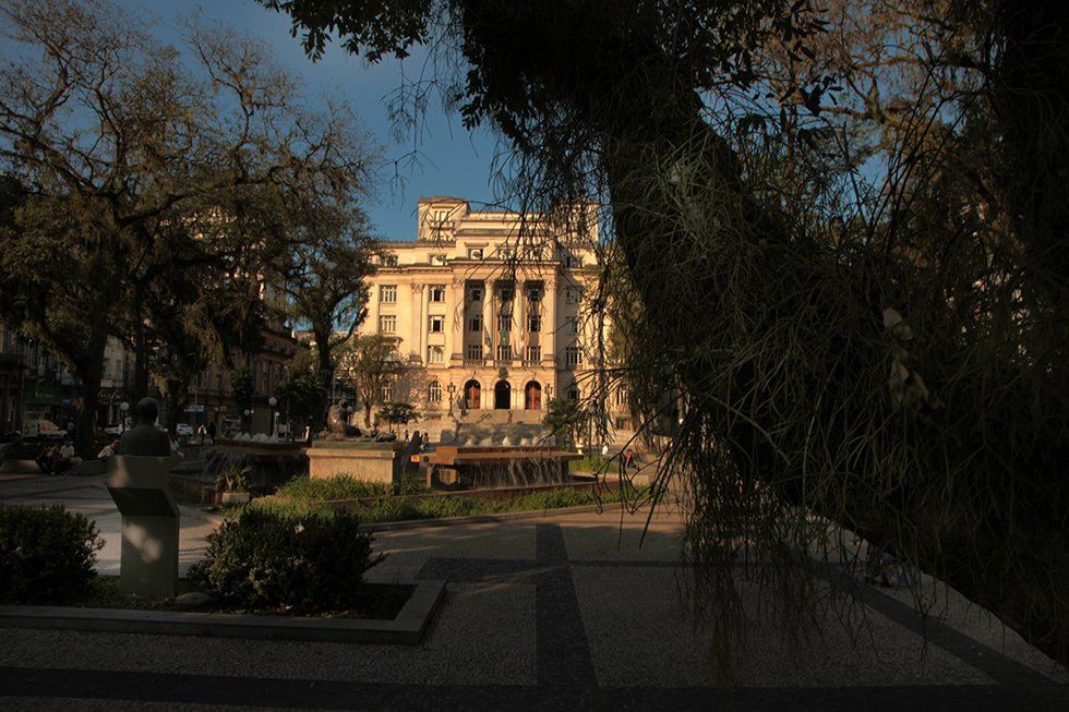 A front view of the Municipal Palace in Santos