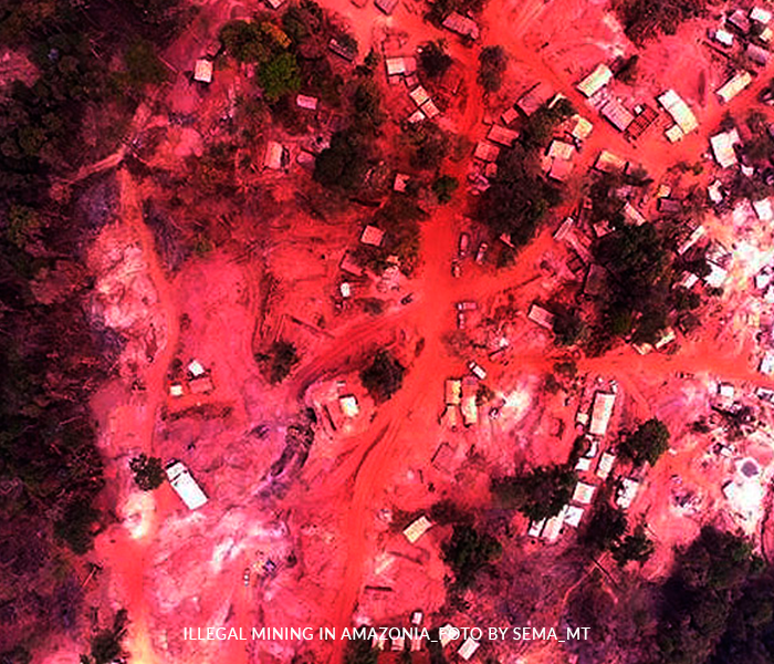 An aerial view of a mining area in amazonia