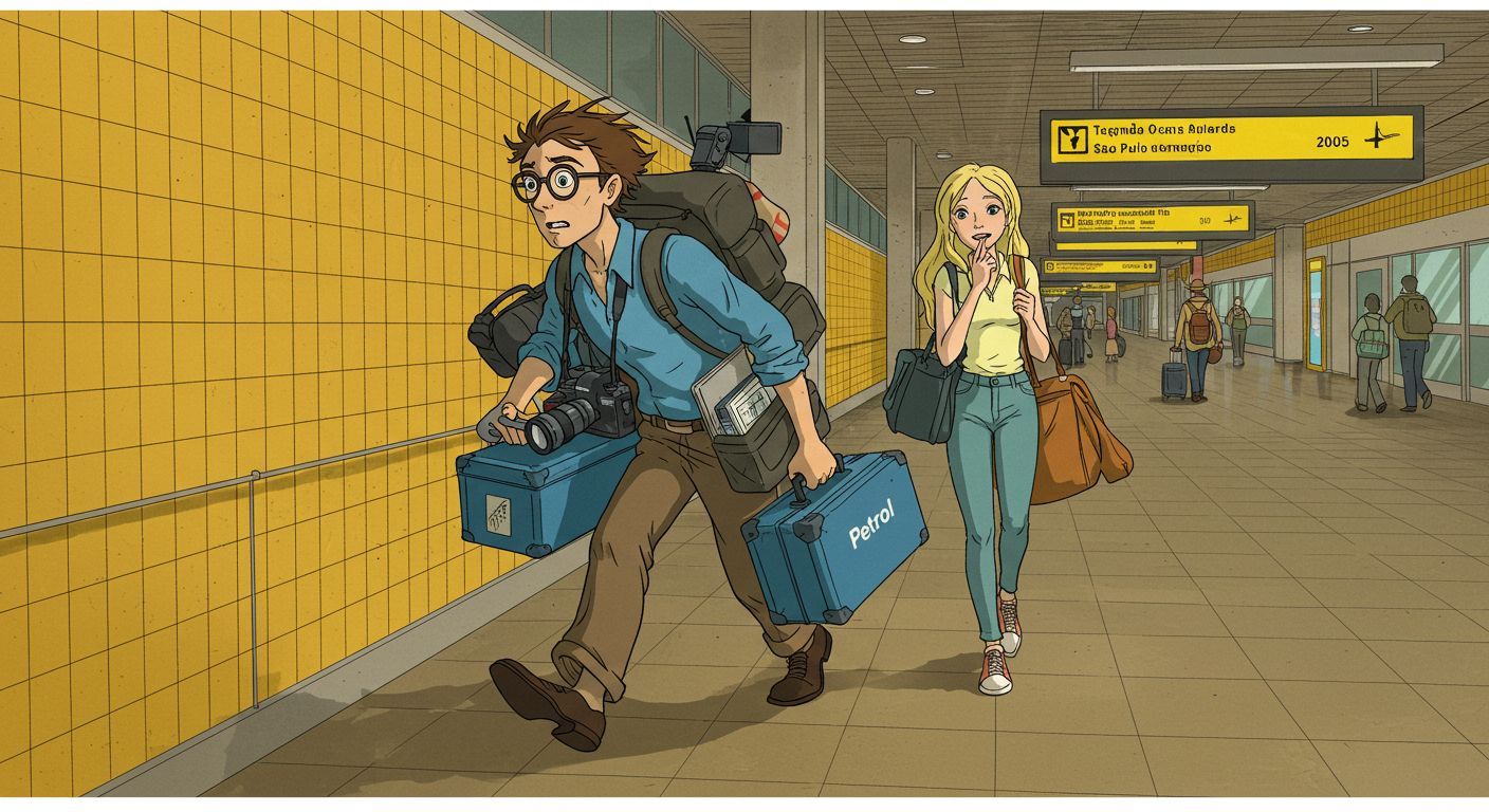 Nick Story and Delphine Lumb arriving at GRU airport in 2005.