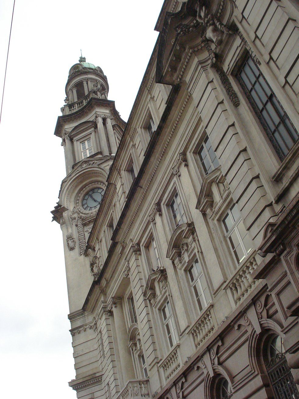 The corner of a Neoclassical building in Santos