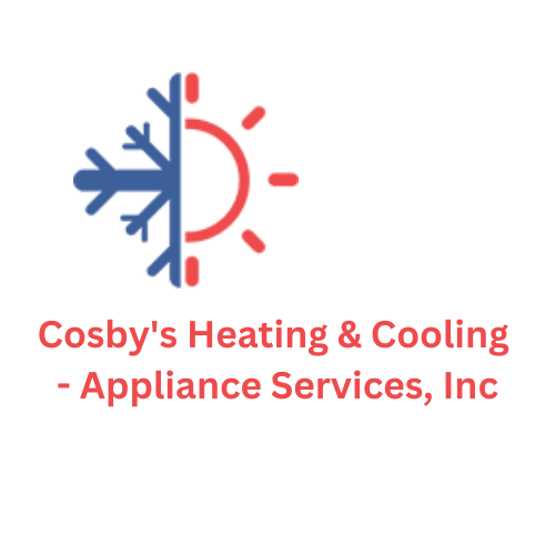 Logo for Cosby's Heating & Cooling, with a snowflake and sun symbol, and company name in red.