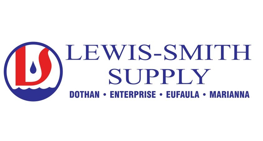 Logo for Lewis-Smith Supply, a supply company, with a red/white