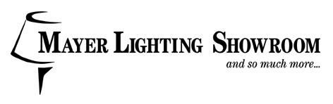 Logo for Mayer Lighting Showroom, featuring a stylized lamp graphic and text