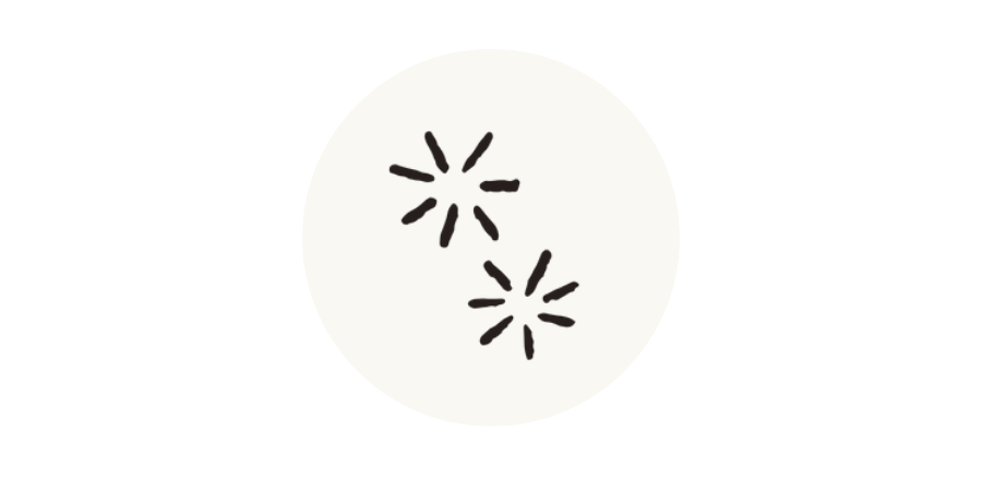 Two small bursts of radiating lines inside a pale, off-white circle.