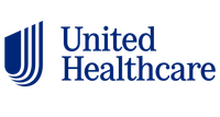 The logo for united healthcare is blue and white.