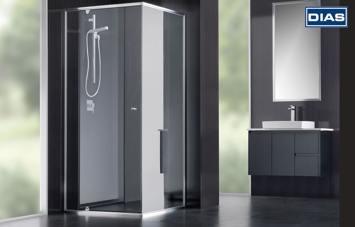 Bathroom with Toilet, Sink, Mirror and Shower — G & A Glass & Aluminium in Cluden, QLD