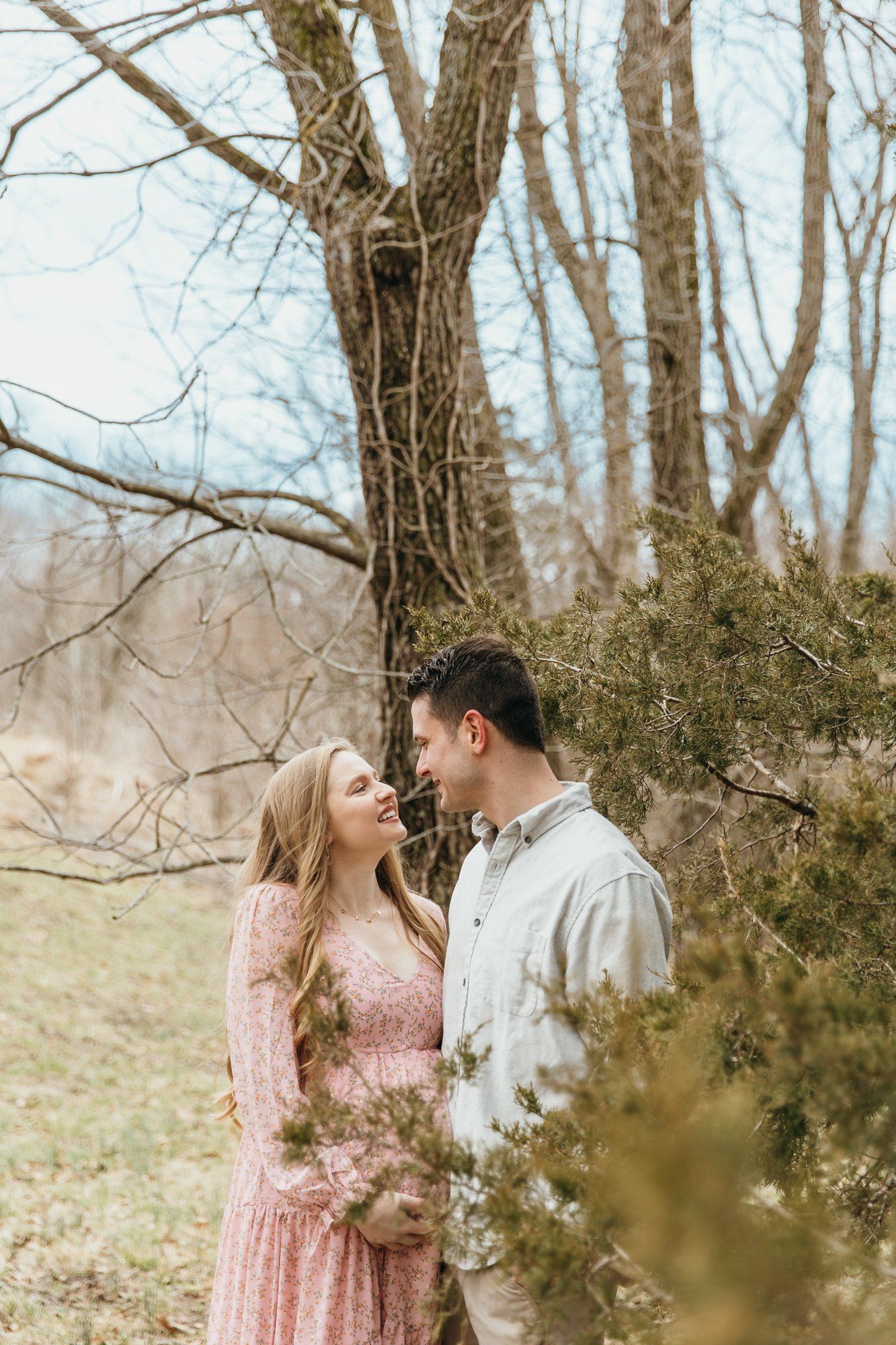 Mom and dad look at each other