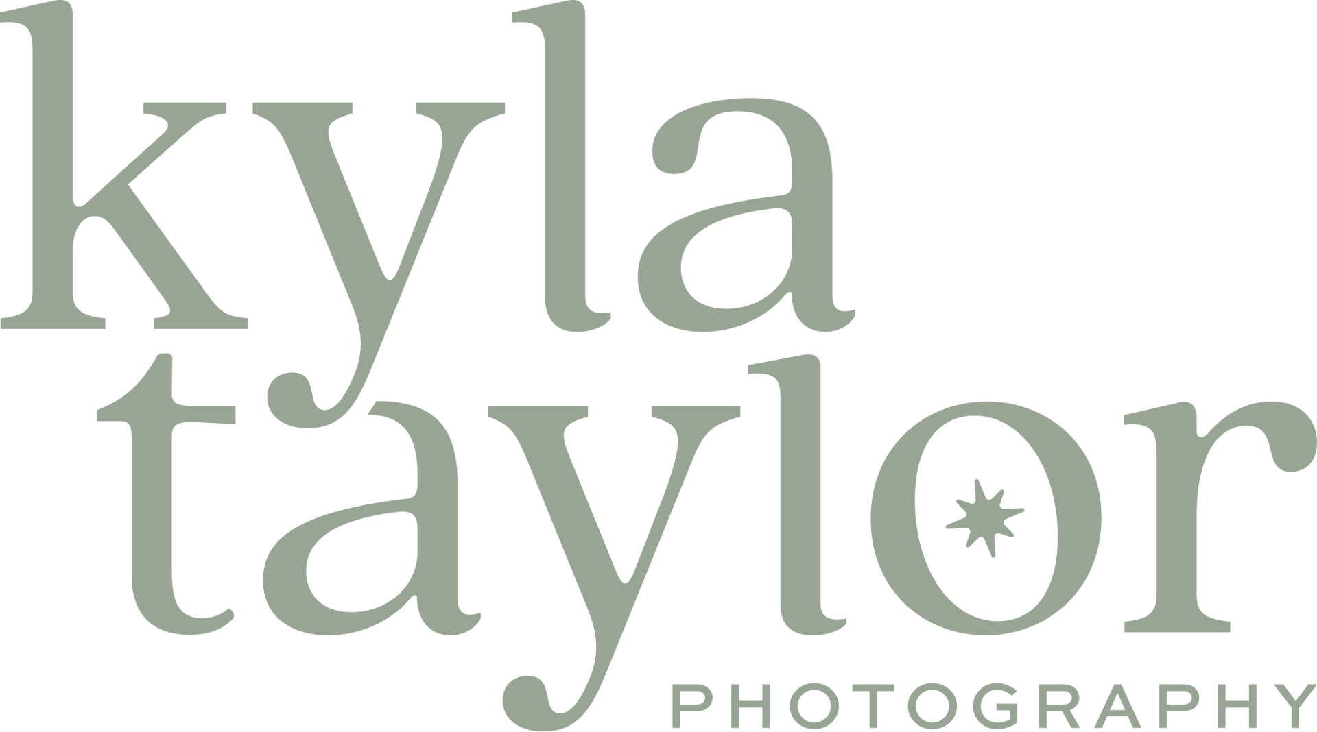 Kyla Taylor Photography logo in light green text, featuring a star graphic within the letter 