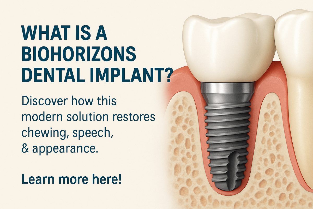 Image comparing a traditional dental implant and a biohorizon dental implant, showing the difference