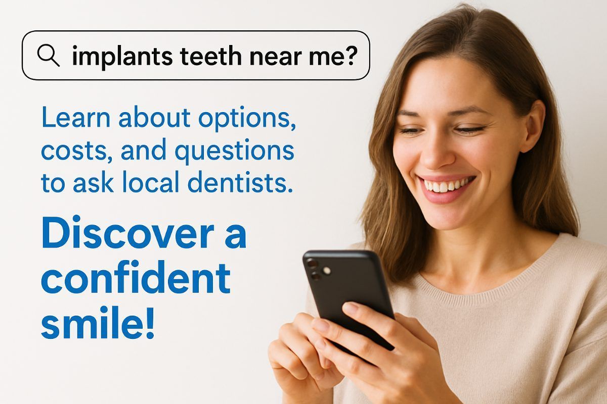 A close-up of a person's mouth being examined by a dentist for dental implants. The dentist is using
