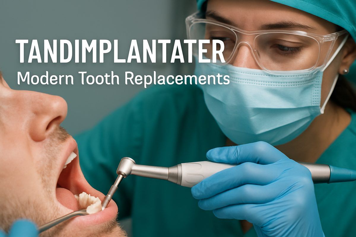 A close-up image showing a dentist in Irvine, CA, carefully placing a tandimplantater into a patient