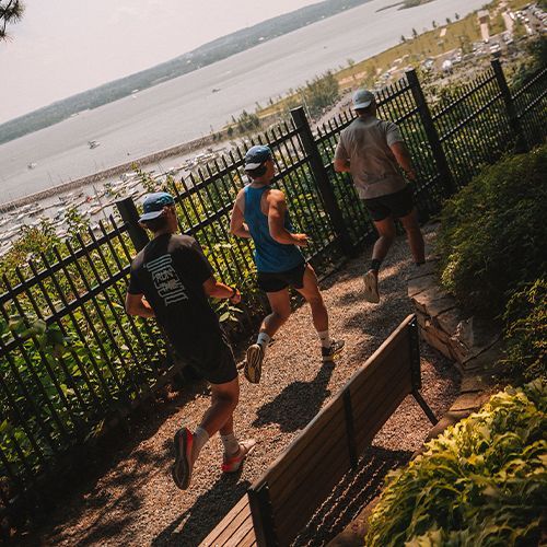 Paul jogging outside with friends