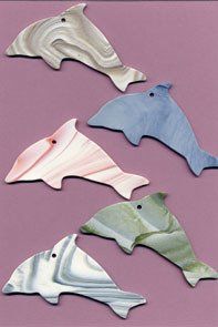 Dolphins ceramic wind chime mobile - dolphins in mixed colours