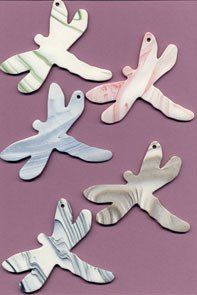 Dragonflies ceramic wind chime mobile - dragonflies in mixed colours