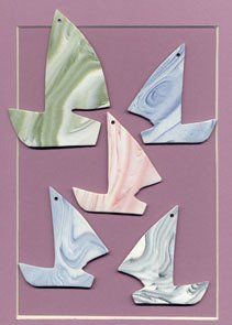 Sailing ceramic wind chime mobile - sailing boats in mixed colours