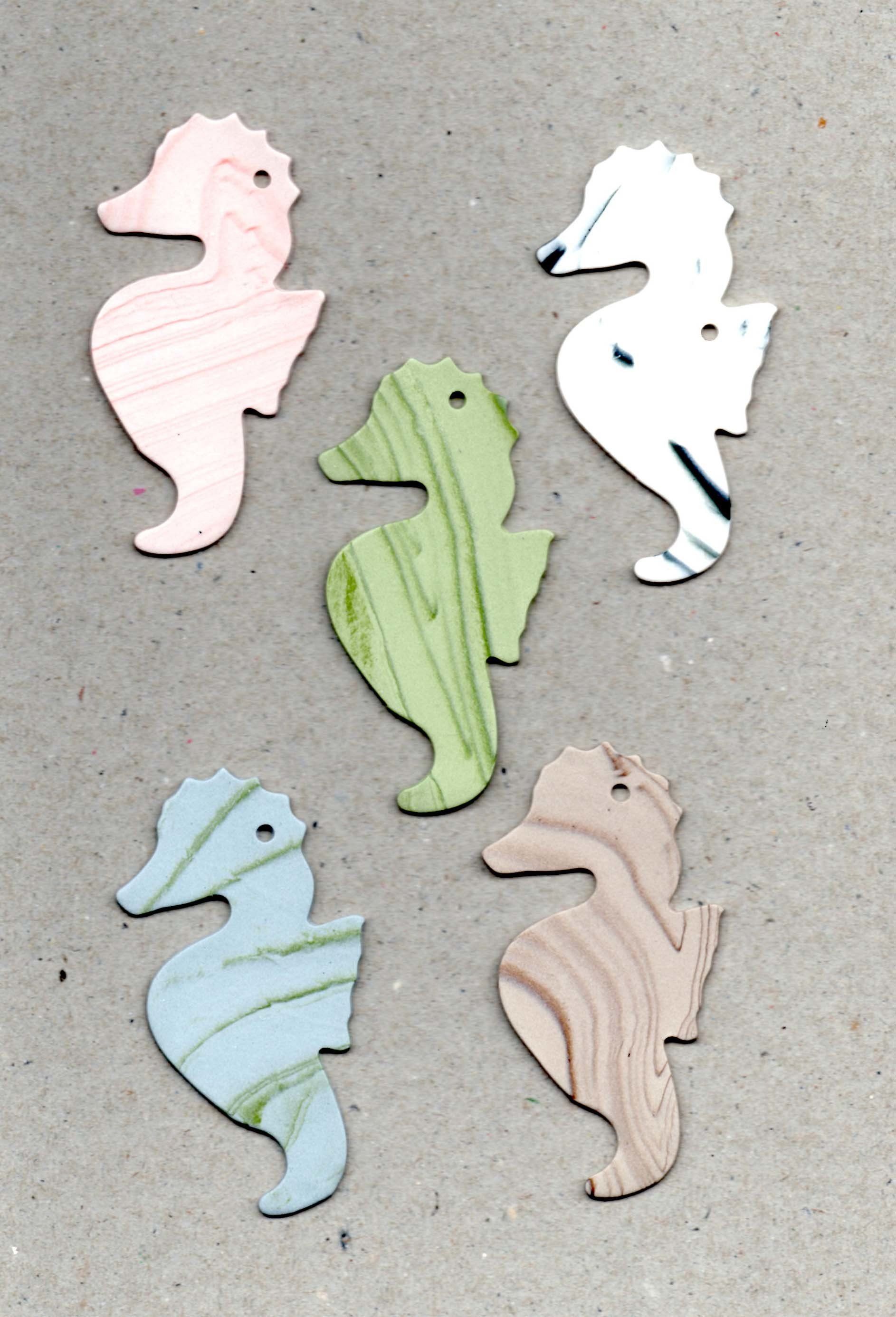 Sea horses ceramic wind chime mobile - sea horses in mixed colours