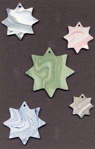 Stars ceramic wind chime mobile - eight-pointed stars in mixed sizes and colours