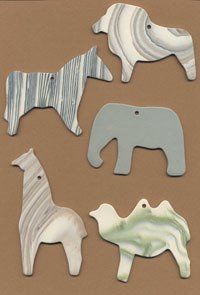 Animals of the world ceramic wind chime mobile - lion, zebra, elephant, giraffe and camel