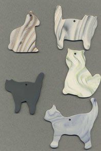 Cats ceramic wind chime mobile  -  cats in mixed shapes and colours