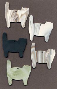 Tailed cats ceramic wind chime mobile  -  tailed cats in mixed colours