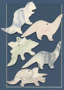 Dinosaurs ceramic wind chime mobile  -  dinosaurs in mixed shapes
