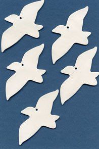 Doves style 2 ceramic wind chime mobile - white doves