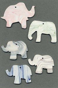 Elephants ceramic wind chime mobile - elephants in mixed shapes and colours