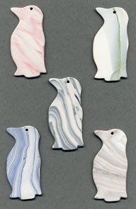Penguins ceramic wind chime mobile - penguins in mixed colours