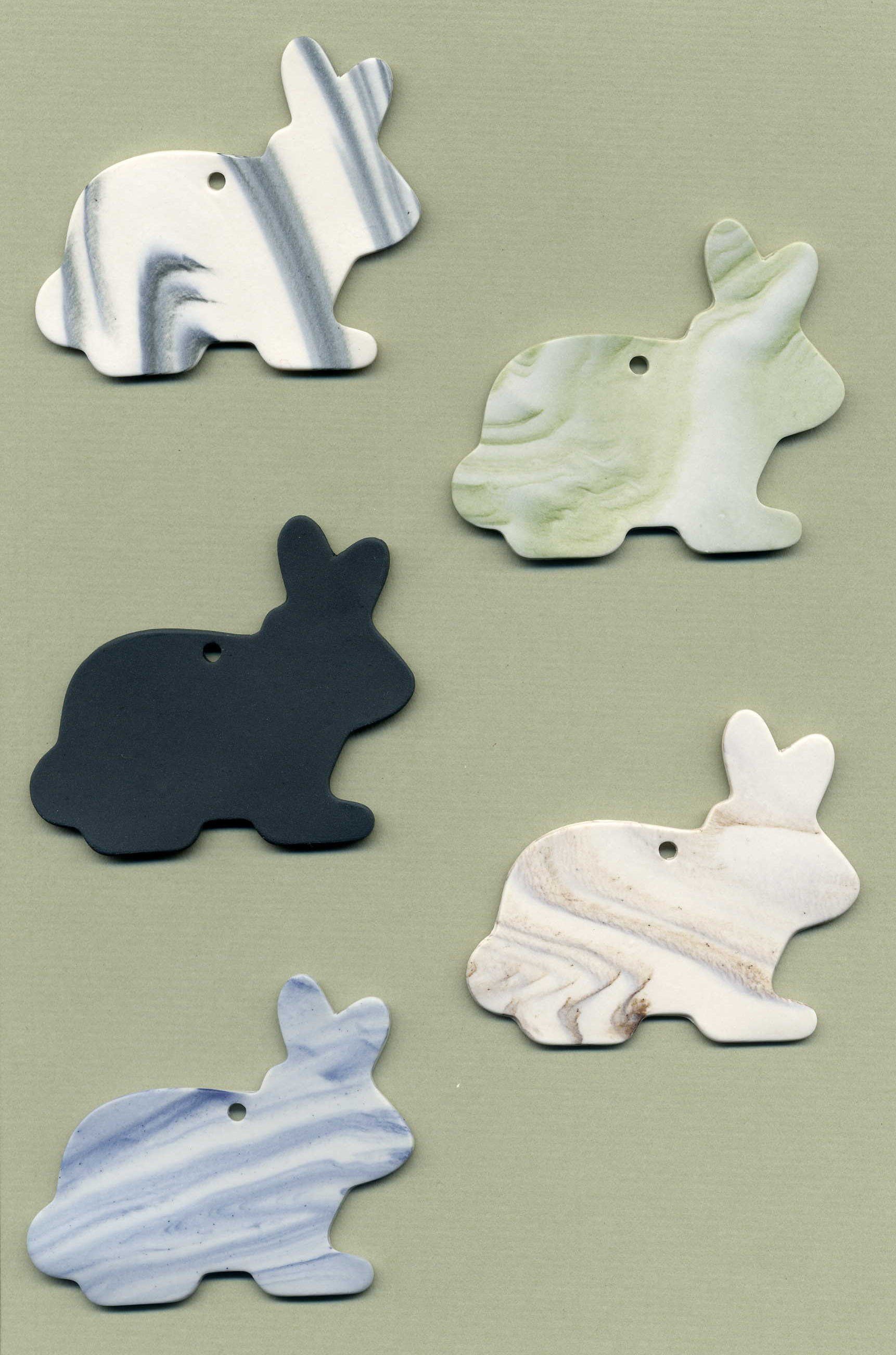 Rabbits ceramic wind chime mobile - rabbits in mixed colours