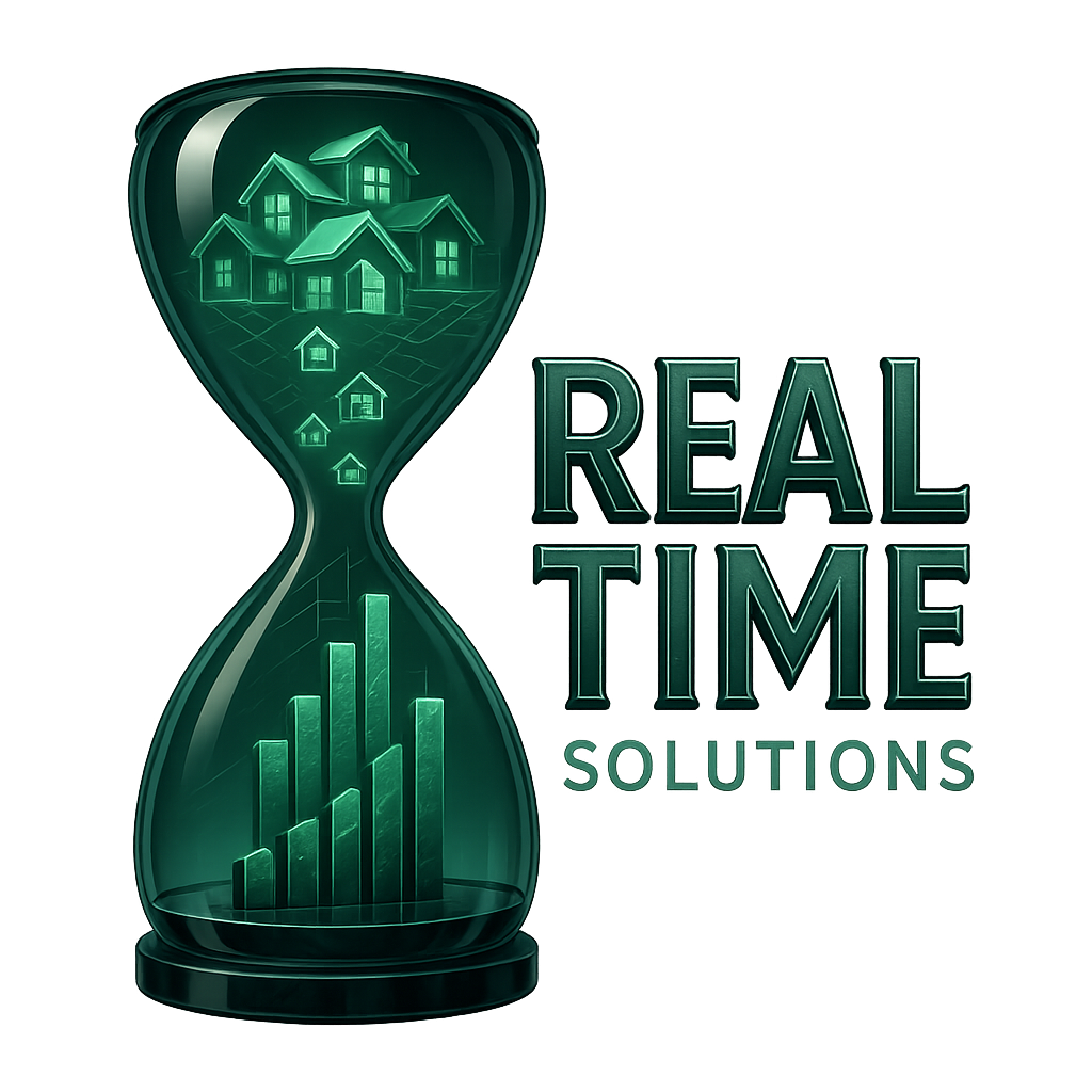 Hourglass containing houses and chart; 