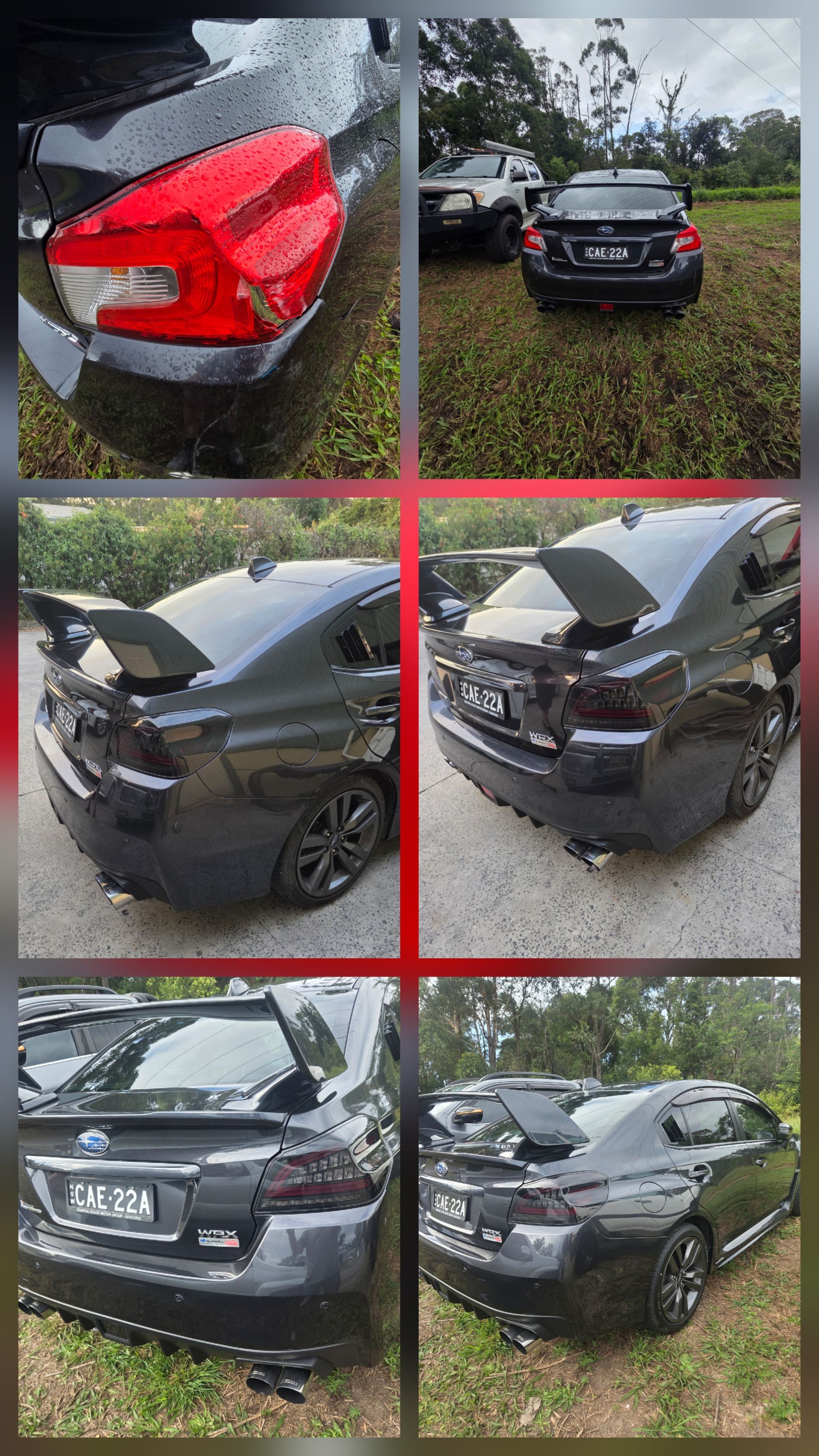 Collage of a black car showing rear and side damage — A2B Smash Repairs in Berkeley Vale, NSW