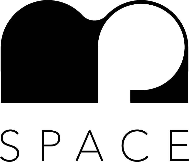 Black and white logo with a connected shape resembling the letters "mp" over the word "SPACE".