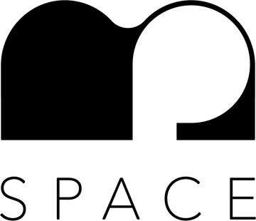 Black and white logo with a connected shape resembling the letters "mp" over the word "SPACE".