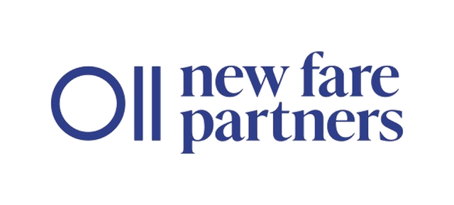 New Fare Partners logo in blue serif text on a white background
