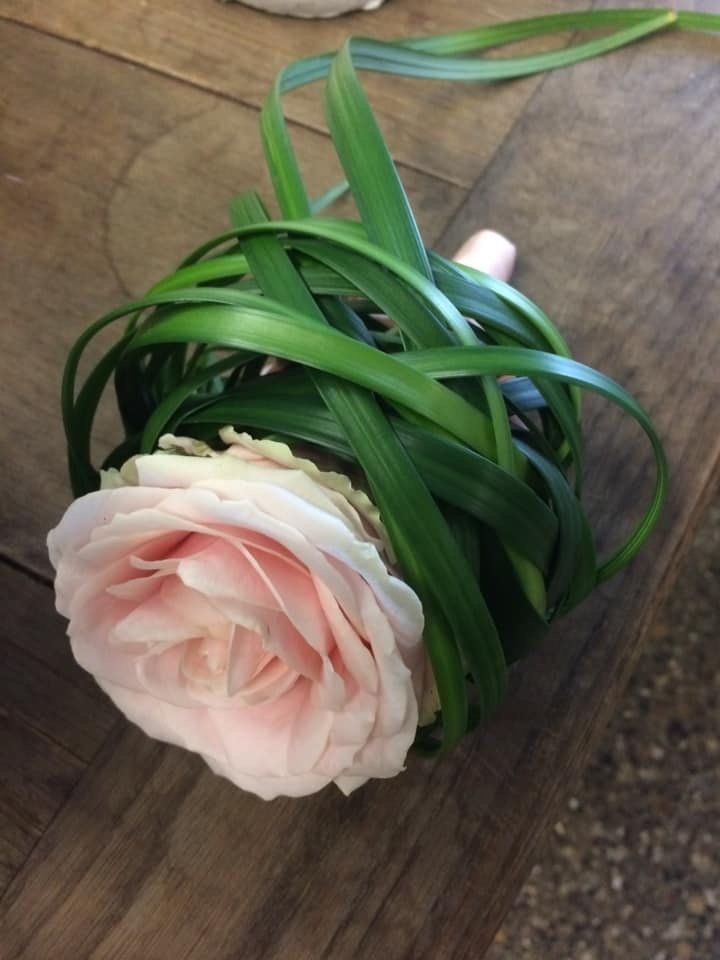 Von Gräsern umwundene Rose