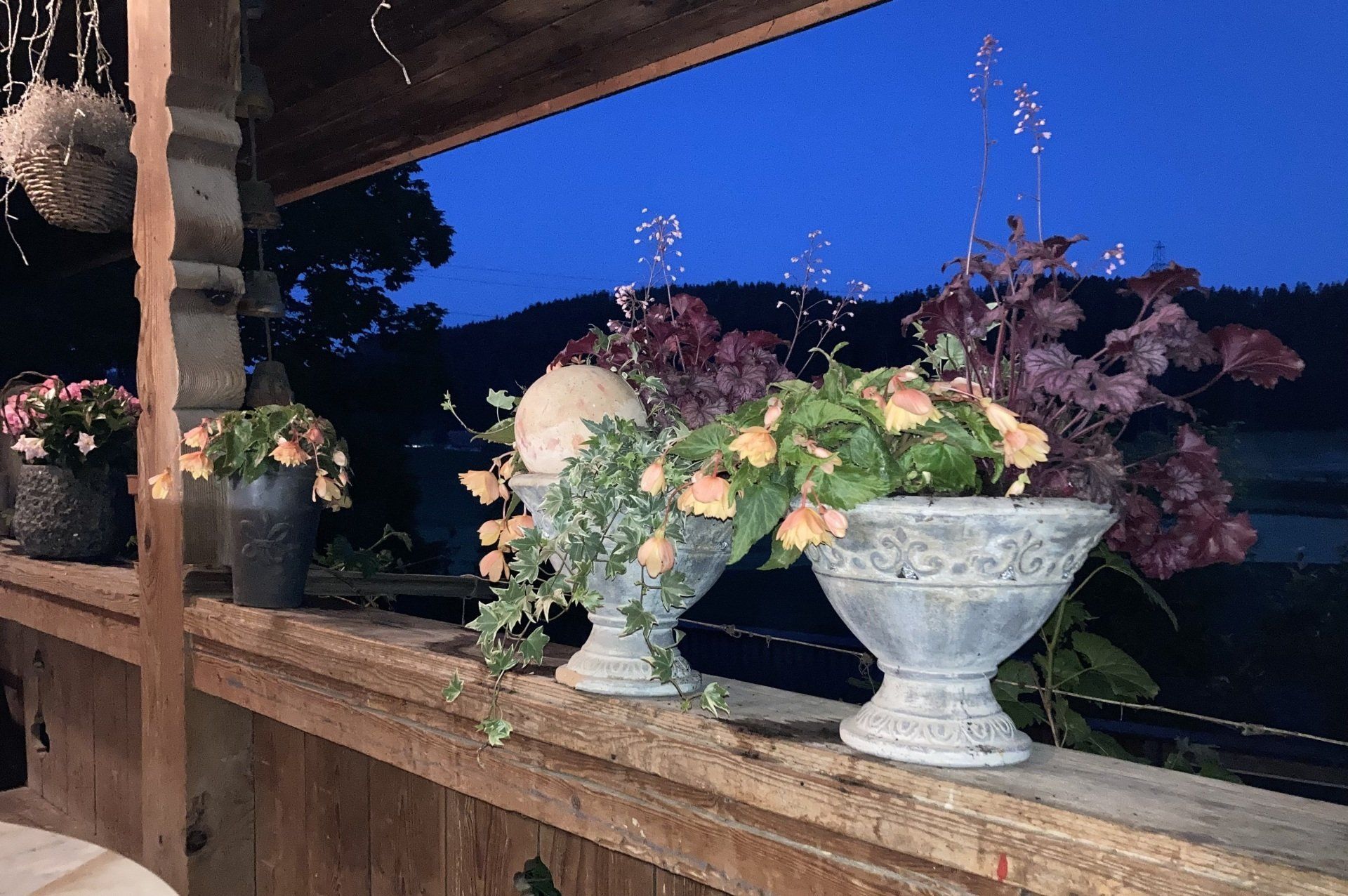 Blumentöpfe auf einer Balustrade