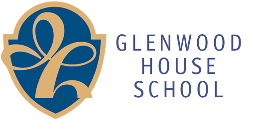 The logo for glenwood house school is blue and gold