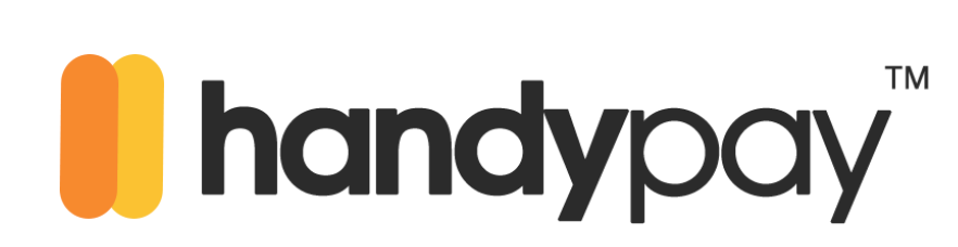 The handypay logo is orange and black on a white background.