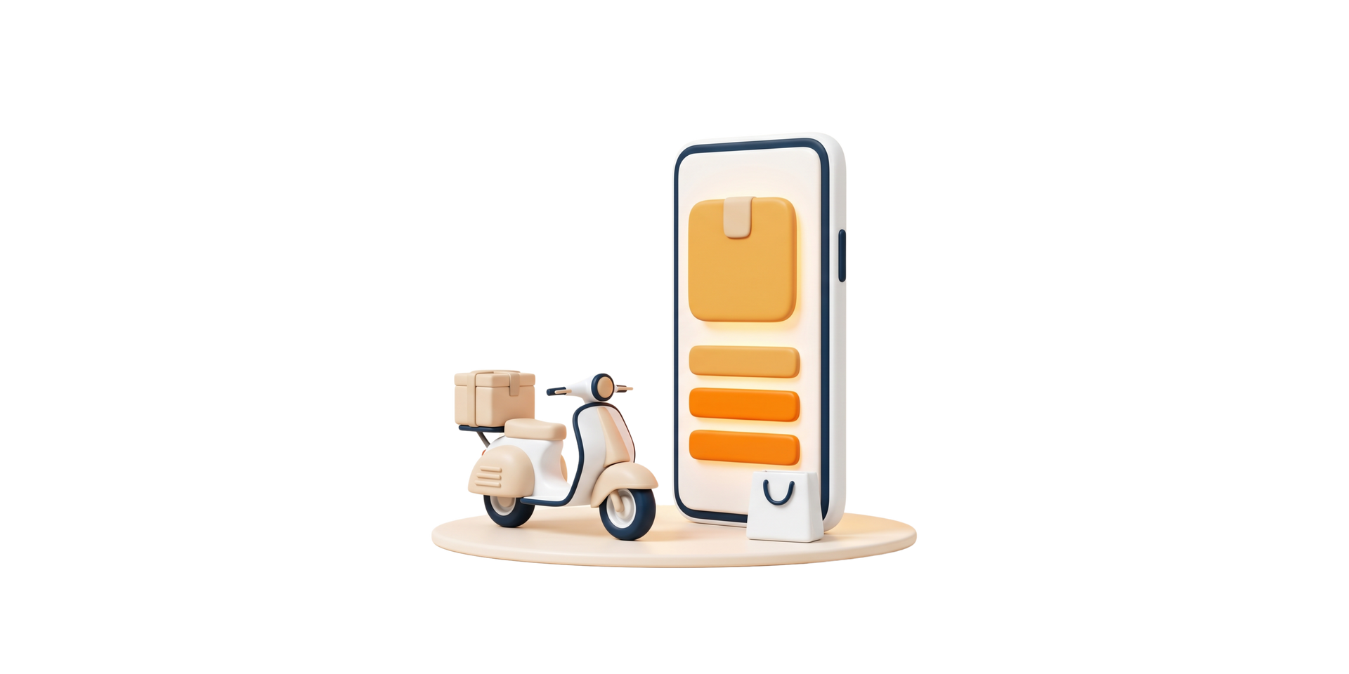 Illustration of a delivery scooter and order tracking app showing the rise of mobile commerce and logistics in the Philippines