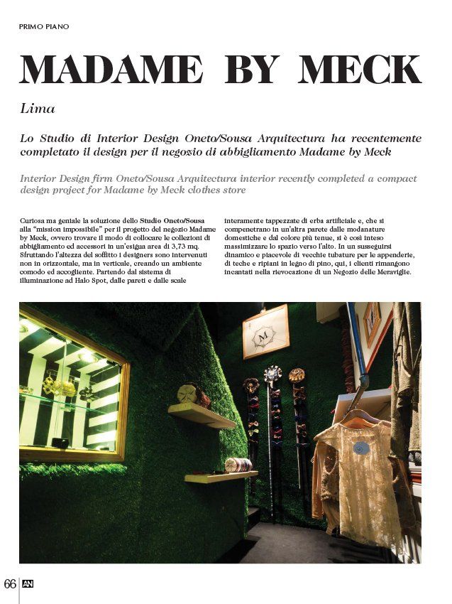 Un artículo de revista sobre una boutique llamada Madame by Meck.