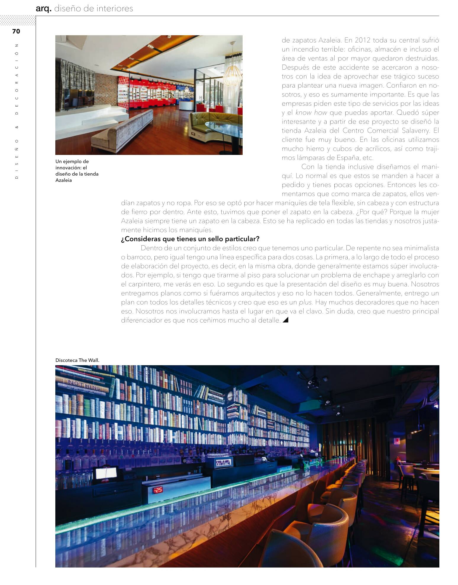Una página de una revista con una foto de un bar y una foto de una biblioteca.
