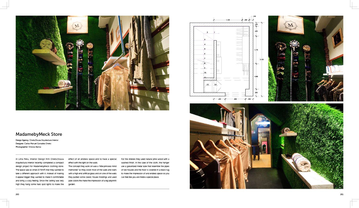 Una imagen de una tienda de ropa con una pared verde.