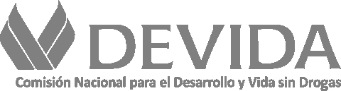 A black and white logo for devida commision nacional para el desarrollo y vida sin drogas
