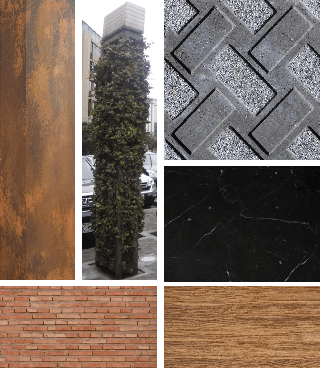 Un collage de diferentes tipos de ladrillos y mármoles.