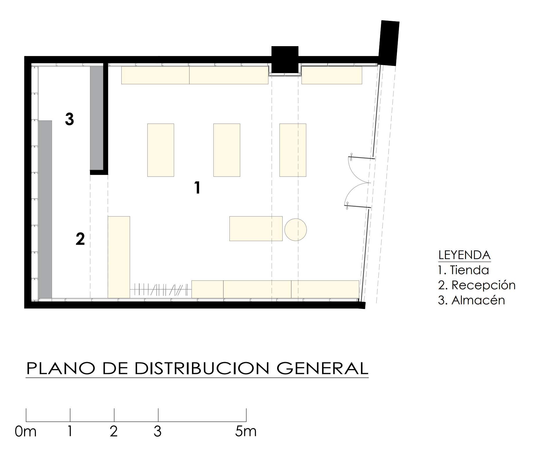 Un plano en blanco y negro de un edificio en español.