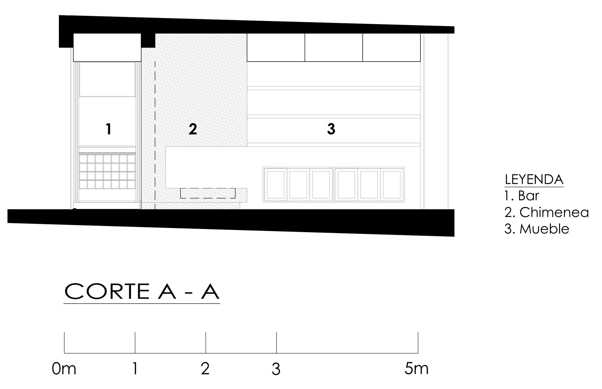 Un dibujo en blanco y negro de un edificio llamado Corte A.