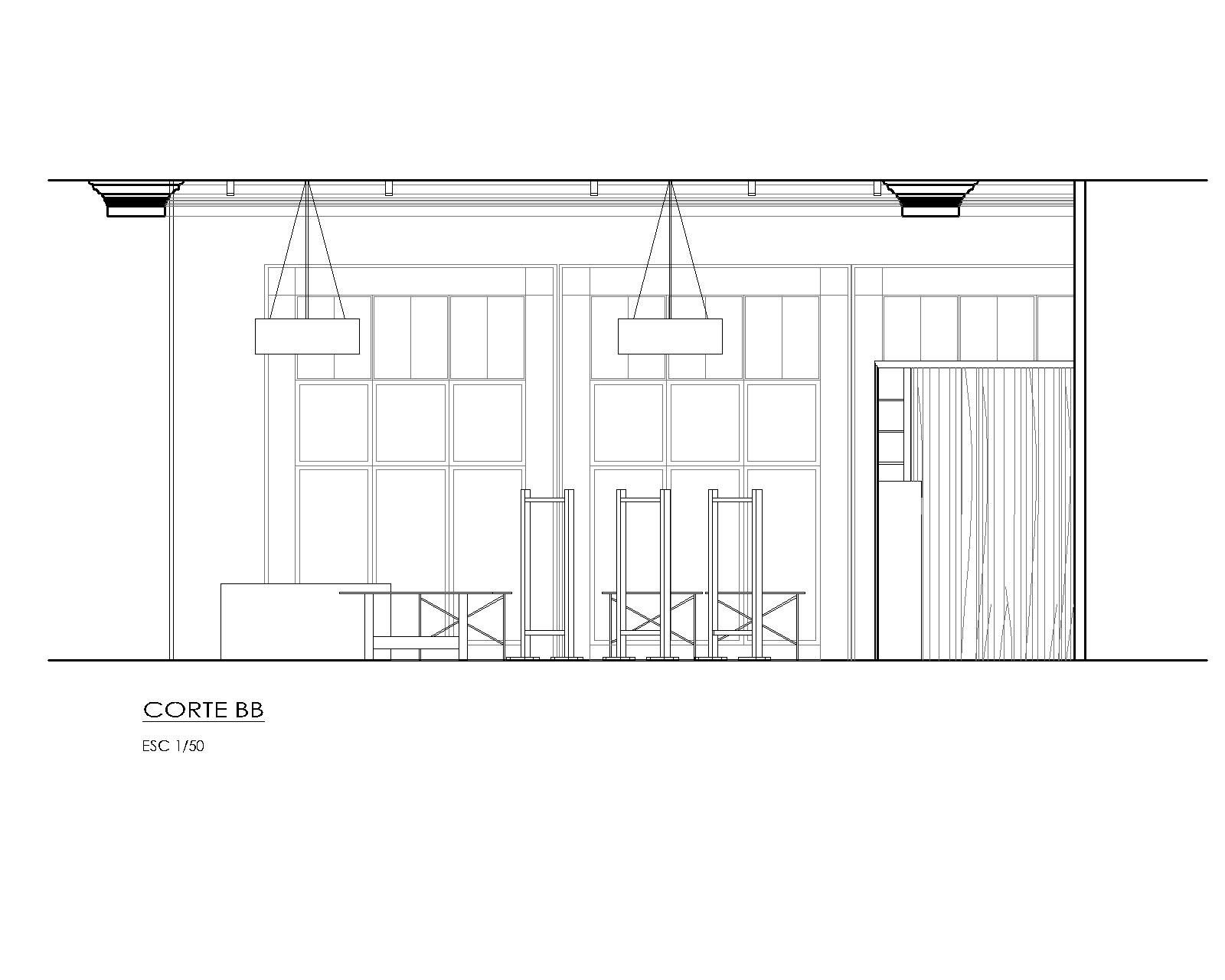Un dibujo en blanco y negro de un edificio con muchas ventanas.